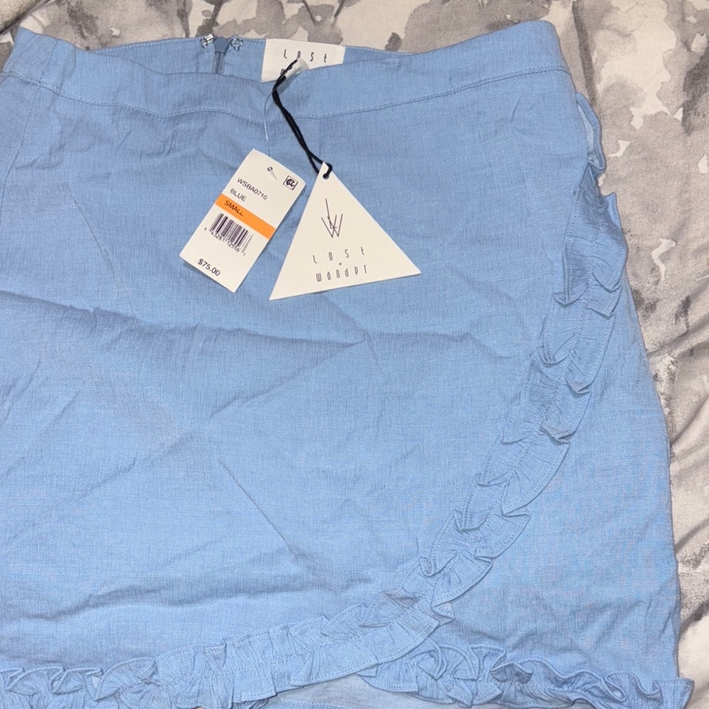 Lost + Wander Sky Blue Ruffle Skirt